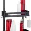 SIAFOSS Doucherek XL Zonder Boren Doucherek Hangend - 100% Stevig - 100% RVS - Hangend Badkamerrekje - Doucherek Aan Douchewand - Badkamer Accessoires - RVS Zwart - 2 Laags - Douchemand