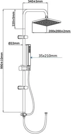 SCHÜTTE Tokyo Douchesysteem - Regendouche - 102 Cm Stang - Chroom -Badkamer Accessoires Winkel 636x1200 3
