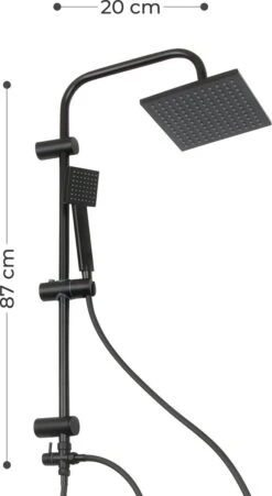 Niceey Doucheset - Regendouche - Handdouche - Verstelbaar - Vierkant - Mat Zwart -Badkamer Accessoires Winkel 657x1200