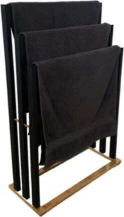 Handdoekrek Badkamer - Handdoekrek - Handdoekladder - Handdoekrek Zonder Boren - Handdoekrek Vrijstaand - Handdoekenrek Badkamer - Handdoekenrek Vrijstaand - Handdoekenrek - Handdoekenladder - Zwart - Hout - Zonder Boren -Badkamer Accessoires Winkel 687x1200