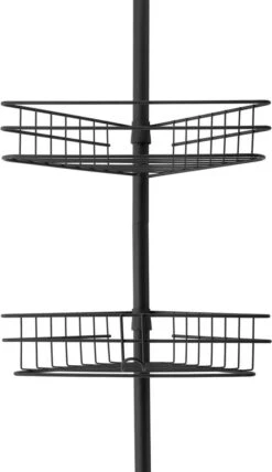 Merkloos Telescopisch Doucherek Zwart Voor Shampoo Staand Zonder Boren Shower Shelf Without Drilling Metal -Badkamer Accessoires Winkel 692x1200