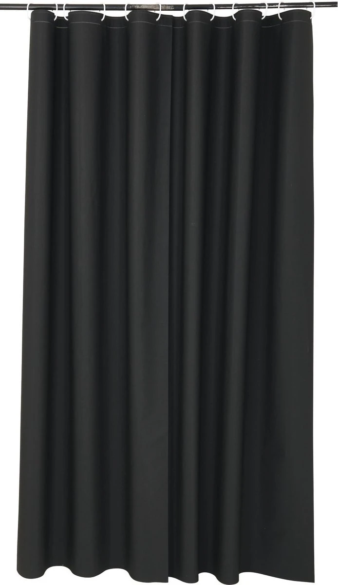 Merkloos Douchegordijn 180x200cm Peva 300G Zwart Inclusief Ringen