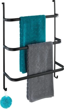 WENKO Handdoekhouder Irpinia 78x55cm Staal Zwart - Handdoekrek - Handdoekenrek Badkamer -Badkamer Accessoires Winkel 705x1200