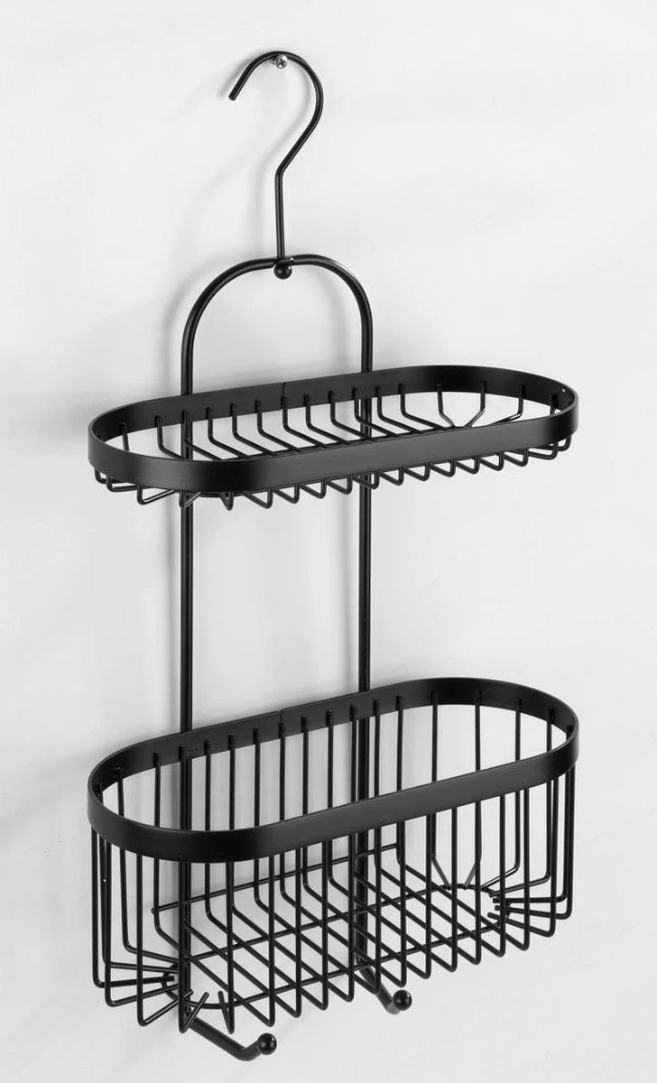 WENKO Doucherek 2-laags Classic Plus Black Mat Zwart - Doucherek Zonder Boren - Doucherek Hangend Zwart 8 WENKO Doucherek 2-laags Classic Plus Black Mat Zwart - Doucherek Zonder Boren - Doucherek Hangend Zwart - Afbeelding 6