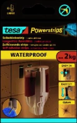 Tesa Powerstrips Large Waterproof Klusbenodigdheden - Klusbenodigdheden - Huishouden - Plakstrips/powerstrips - Dubbelzijdig - Zelfklevend - Tape/strips/plakkers -Badkamer Accessoires Winkel 752x1200 3