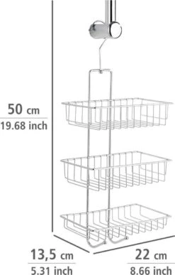 WENKO Doucherek Nivala 3-laags Chroom - Doucherek Zonder Boren - Doucherek Hangend -Badkamer Accessoires Winkel 765x1200
