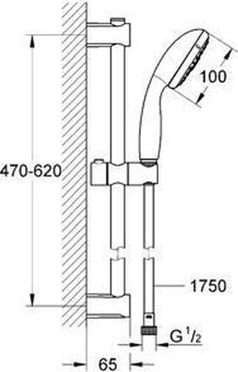 GROHE QuickFix Vitalio Start III Doucheset - Handdouche ø 10 Cm - Glijstang 60 Cm - Doucheslang 175 Cm 10 GROHE QuickFix Vitalio Start III Doucheset - Handdouche ø 10 Cm - Glijstang 60 Cm - Doucheslang 175 Cm - Afbeelding 8