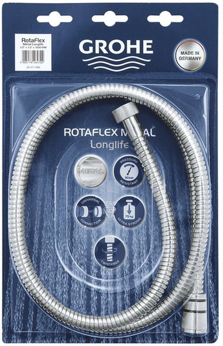 GROHE Movario Doucheslang - Metaal - 150 Cm - Chroom 4 GROHE Movario Doucheslang - Metaal - 150 Cm - Chroom - Afbeelding 2