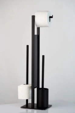 WENKO Toiletbutler Rivalta Zwart - Toiletborstel Met Houder, Toiletrolhouder En Reserverolhouder -Badkamer Accessoires Winkel 799x1200 9