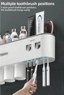 LuxeBass Tandenborstel Organizer | Tandenborstelhouder | Automatisch Tandpasta Dispenser | Met Lade En Opbergvak Voor Badkamer - LB544 -Badkamer Accessoires Winkel 815x1200 2