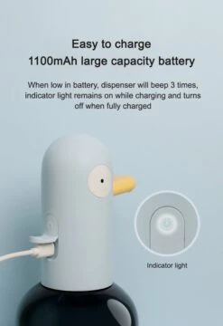 MUID Duck- Automatische Zeepdispenser - Handwas Schuimzeepdispenser Voor Kinderen - Zeeppompje-Oplaadbaar-Foam Technologie- Touchless Infrarood Sensor-Lichtblauw - 400ml - 10.35cm*11.5cm*19.5cm -Badkamer Accessoires Winkel 824x1200