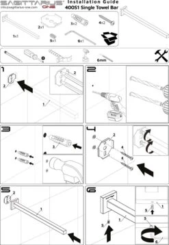 Sagittarius One 400S1-B Handdoekrek Zwart | Handdoekrek Badkamer | Handdoekenrek Zwart | Handdoekenrek Badkamer | Handdoekstang Zwart 40 Cm | Handdoekhouder Zwart -Badkamer Accessoires Winkel 827x1200