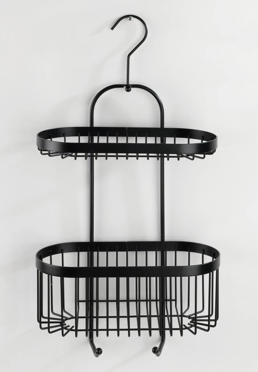 WENKO Doucherek 2-laags Classic Plus Black Mat Zwart - Doucherek Zonder Boren - Doucherek Hangend Zwart 9 WENKO Doucherek 2-laags Classic Plus Black Mat Zwart - Doucherek Zonder Boren - Doucherek Hangend Zwart - Afbeelding 7