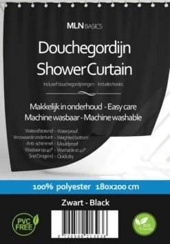 MLN Basics® Douchegordijn | Zwart | 180x200 Cm | Inclusief Ringen | Anti-schimmel -Badkamer Accessoires Winkel 835x1200 4