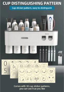 LuxeBass Tandenborstel Organizer | Tandenborstelhouder | Automatisch Tandpasta Dispenser | Met Lade En Opbergvak Voor Badkamer - LB544 -Badkamer Accessoires Winkel 837x1200 2