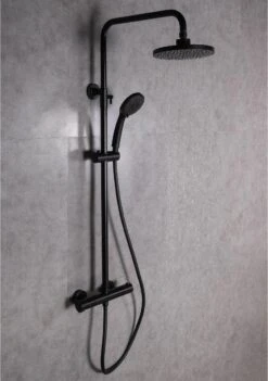 SAAR Opbouw Douche Set - Rond - Thermostaatkraan - Glijstang - Regendouche - Handdouche - Mat Zwart -Badkamer Accessoires Winkel 845x1200 2