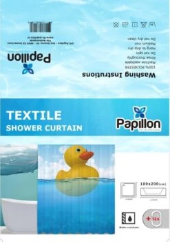 Merkloos Papillon Douchegordijn Met Badeend Print - Textiel 180x200 Cm. -Badkamer Accessoires Winkel 848x1200 14
