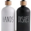 MAESON Glazen Zeepdispener Set Voor Handzeep En Afwasmiddel – Zeeppompje Keuken – Keukenaccesoires - Zwart/Wit -Badkamer Accessoires Winkel 855x1200 4