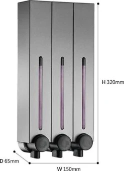 Zeepdispenser - RVS Kleur - 3 Kamer - 3 Reservoirs - 3 X 500ml - Hangend - Wandmontage -Badkamer Accessoires Winkel 869x1200 2