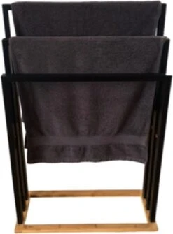 Handdoekrek Badkamer - Handdoekrek - Handdoekladder - Handdoekrek Zonder Boren - Handdoekrek Vrijstaand - Handdoekenrek Badkamer - Handdoekenrek Vrijstaand - Handdoekenrek - Handdoekenladder - Zwart - Hout - Zonder Boren -Badkamer Accessoires Winkel 885x1200