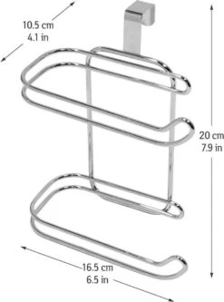 Wonderworker Clever - Hangende RVS Toiletpapier Houder - WC Rolhouder Hangend Verchroomd - Closetrolhouder - Reserverolhouder - WC Rol Houder - Dubbele Closetrolhouder - Zonder Boren & Schroeven - Geschikt Voor Toiletpot/Over De Deur - Verchroomd -Badkamer Accessoires Winkel 891x1200