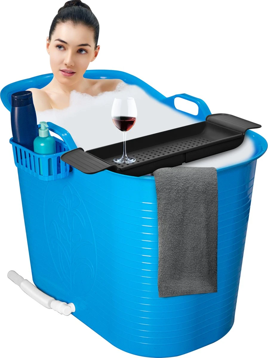 EKEO - Zitbad Voor Volwassenen – Bath Bucket – 200L – Mobiele Badkuip – Inclusief Badrek - Blauw 3 EKEO - Zitbad Voor Volwassenen – Bath Bucket – 200L – Mobiele Badkuip – Inclusief Badrek - Blauw