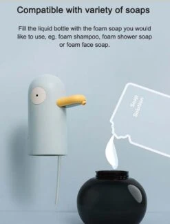 MUID Duck- Automatische Zeepdispenser - Handwas Schuimzeepdispenser Voor Kinderen - Zeeppompje-Oplaadbaar-Foam Technologie- Touchless Infrarood Sensor-Lichtblauw - 400ml - 10.35cm*11.5cm*19.5cm -Badkamer Accessoires Winkel 912x1200