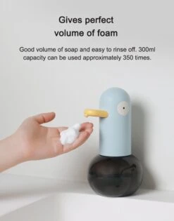 MUID Duck- Automatische Zeepdispenser - Handwas Schuimzeepdispenser Voor Kinderen - Zeeppompje-Oplaadbaar-Foam Technologie- Touchless Infrarood Sensor-Lichtblauw - 400ml - 10.35cm*11.5cm*19.5cm -Badkamer Accessoires Winkel 940x1200