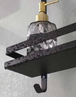 Merkloos Doucherek - Doucherek Zonder Boren - Doucherek Hangend - Zwart - RVS - Doucherekje - Badkamerrek - GRATIS DOUCHETIMER -Badkamer Accessoires Winkel 943x1200