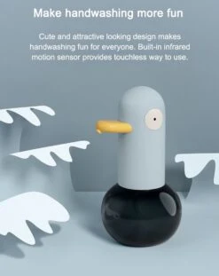 MUID Duck- Automatische Zeepdispenser - Handwas Schuimzeepdispenser Voor Kinderen - Zeeppompje-Oplaadbaar-Foam Technologie- Touchless Infrarood Sensor-Lichtblauw - 400ml - 10.35cm*11.5cm*19.5cm