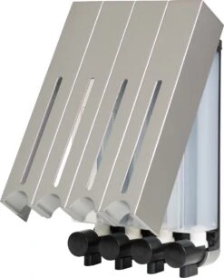Aquathof, Zeepdispenser, RVS Kleur, 4 Kamer, 4 Reservoirs, 4x500ml, Hangend - Wandmontage -Badkamer Accessoires Winkel 970x1200 1