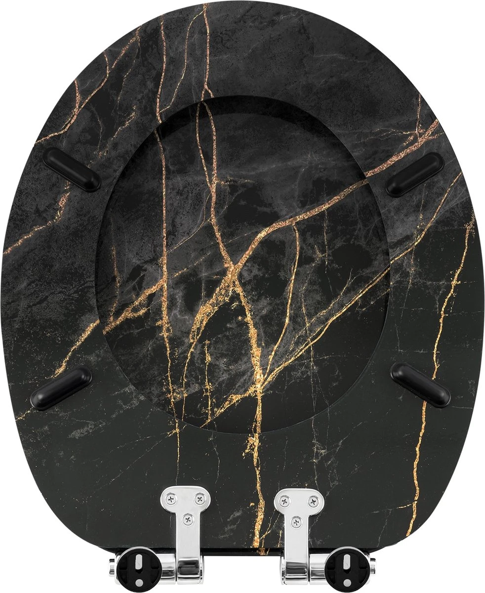Kamyra® Toiletbril Met Softclose & Print - Toiletbrillen, WC Bril, Brillen, Toiletzitting - Zwart Marmer - 37.5x43.5 Cm 7 Kamyra® Toiletbril Met Softclose & Print - Toiletbrillen, WC Bril, Brillen, Toiletzitting - Zwart Marmer - 37.5x43.5 Cm - Afbeelding 5