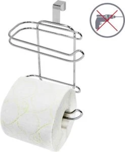Wonderworker Clever - Hangende RVS Toiletpapier Houder - WC Rolhouder Hangend Verchroomd - Closetrolhouder - Reserverolhouder - WC Rol Houder - Dubbele Closetrolhouder - Zonder Boren & Schroeven - Geschikt Voor Toiletpot/Over De Deur - Verchroomd -Badkamer Accessoires Winkel 988x1200