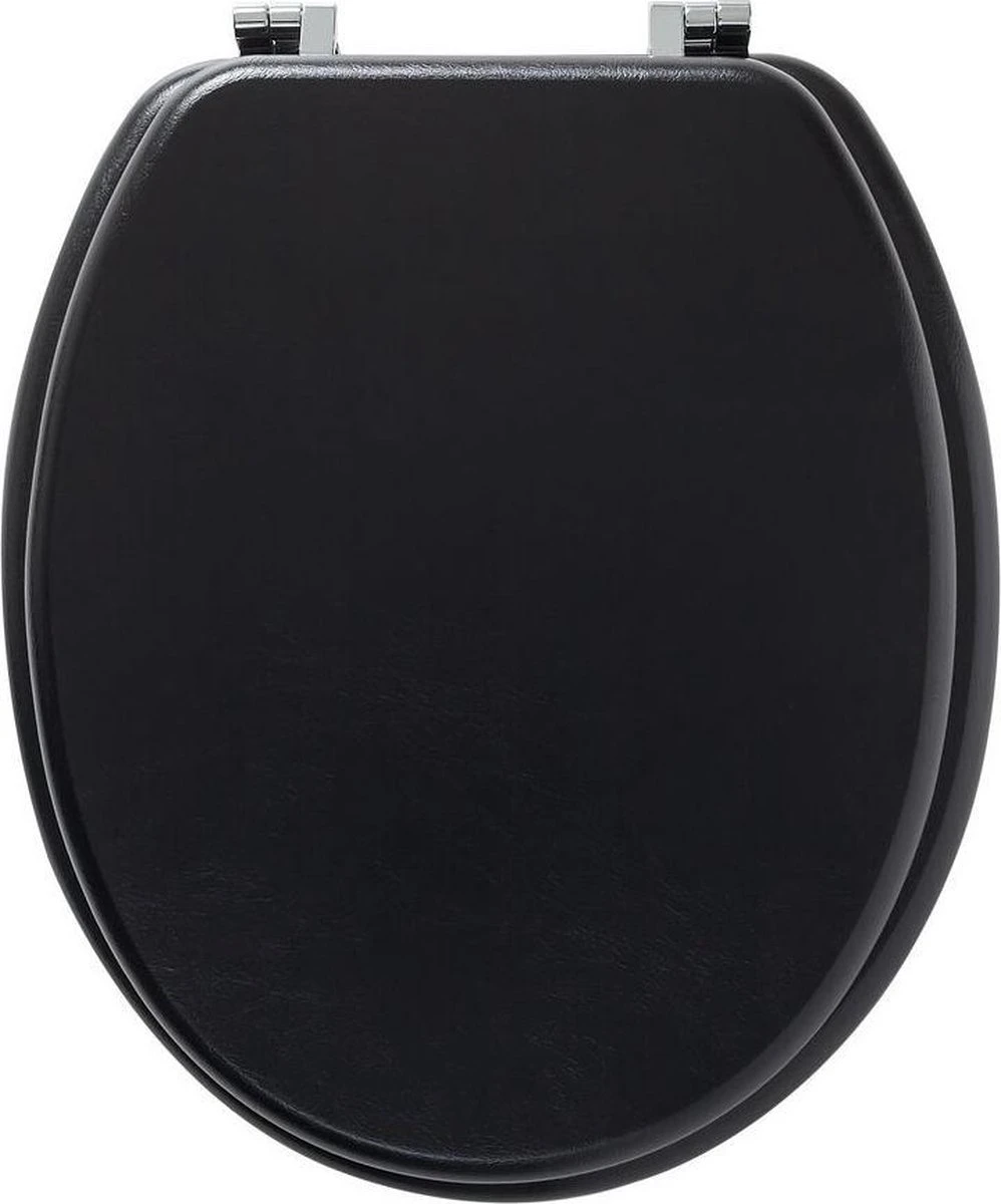 Tiger Leatherlook - Toiletbril - WC Bril - MDF - Zwart 4 Tiger Leatherlook - Toiletbril - WC Bril - MDF - Zwart - Afbeelding 2